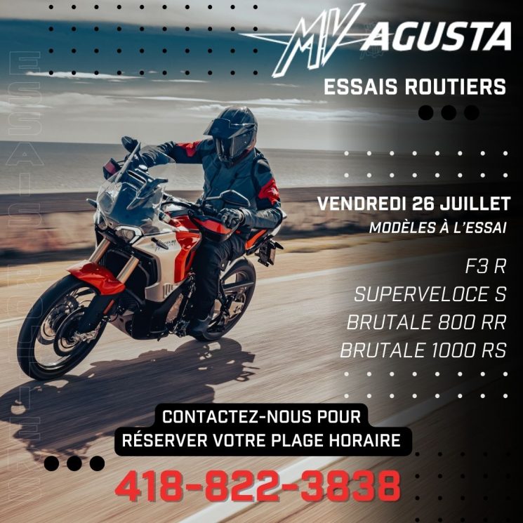 Essais MV Agusta – Réservez dès maintenant votre plage horaire! 🏍️